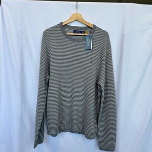 Polo Ralph Lauren Men’s Marino Wool Crew Neck Sweater XL Gray Striped New